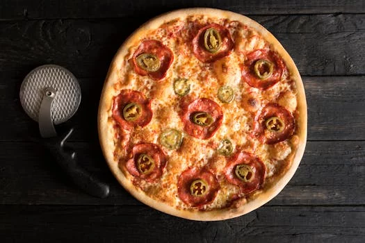 margherita pizza with fresh basil and mozzarella